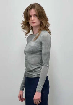 Paloma WoolARCANGEL Printed Long Sleeve Top - Mid Grey