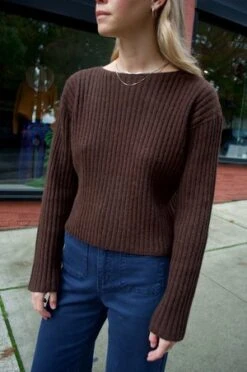 Ali GoldenMerino Ribbed Sweater - Chocolate