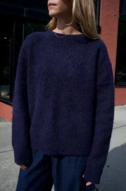 Ali GoldenOversized Mohair Pullover - Blue