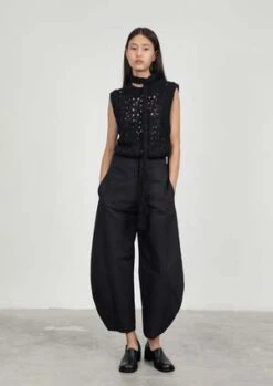 AMOMENTOAmomento Crochet Vest - Black -ULLA JOHNSON Clothing Shop Amomento Crochet Vest Black 20230825202647 1