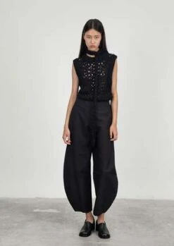 AMOMENTOAmomento Crochet Vest - Black -ULLA JOHNSON Clothing Shop Amomento Crochet Vest Black 20230825202647