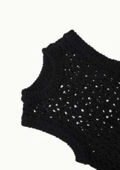 AMOMENTOAmomento Crochet Vest - Black -ULLA JOHNSON Clothing Shop Amomento Crochet Vest Black 20230825202648 2