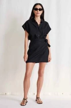 Apiece ApartCatania Wrap Mini Dress - Black -ULLA JOHNSON Clothing Shop Apiece Apart Catania Wrap Mini Dress Black 20230714180439