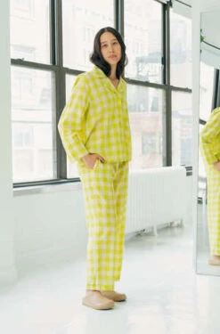 RUJUTA SHETHAvery Pant - Limeade Chex -ULLA JOHNSON Clothing Shop Avery Pant Limeade Chex 20230516073316 2