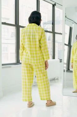 RUJUTA SHETHAvery Pant - Limeade Chex -ULLA JOHNSON Clothing Shop Avery Pant Limeade Chex 20230516073317 1