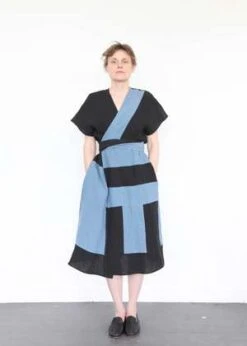 Correll CorrellBecky Dress - Black/Denim -ULLA JOHNSON Clothing Shop Becky Dress Black Denim 20230504191905 3