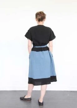 Correll CorrellBecky Dress - Black/Denim -ULLA JOHNSON Clothing Shop Becky Dress Black Denim 20230504191906 1
