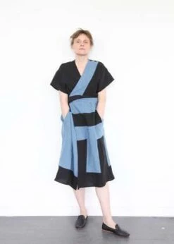 Correll CorrellBecky Dress - Black/Denim -ULLA JOHNSON Clothing Shop Becky Dress Black Denim 20230504191906 2