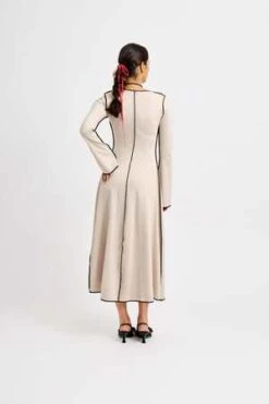 Eliza FaulknerCLARA V Neck Dress - Cream -ULLA JOHNSON Clothing Shop CLARA V Neck Dress Cream 20230912004358 2