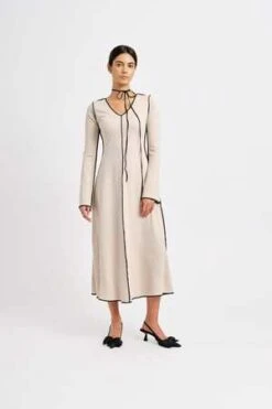 Eliza FaulknerCLARA V Neck Dress - Cream -ULLA JOHNSON Clothing Shop CLARA V Neck Dress Cream 20230912004359