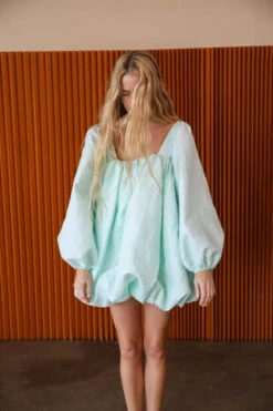 Juliette FabbriCait Balloon Dress - Seafoam Brocade -ULLA JOHNSON Clothing Shop Cait Balloon Dress in Seafoam Brocade 20231101023224 2