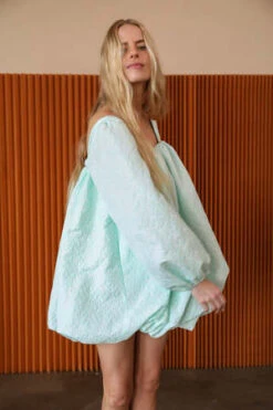 Juliette FabbriCait Balloon Dress - Seafoam Brocade -ULLA JOHNSON Clothing Shop Cait Balloon Dress in Seafoam Brocade 20231101023225 1