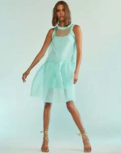 CYNTHIA ROWLEYChloe Organza Dress - Mint -ULLA JOHNSON Clothing Shop Chloe Organza Dress 20230810184917 2