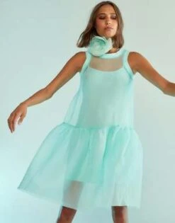 CYNTHIA ROWLEYChloe Organza Dress - Mint -ULLA JOHNSON Clothing Shop Chloe Organza Dress 20230810184919