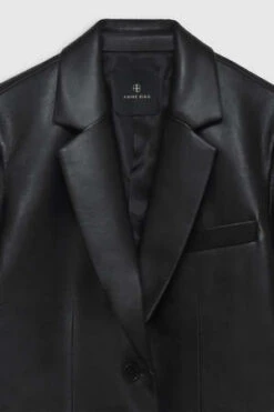Anine BingRecycled Leather Classic Blazer - Black -ULLA JOHNSON Clothing Shop Classic Blazer in Black Recycled Leather PREORDER 20230907223314 3