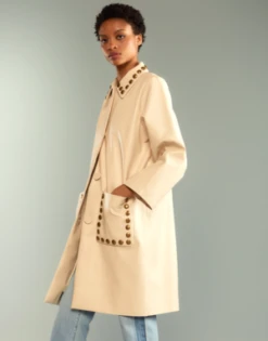 CYNTHIA ROWLEYStudded Vegan Leather Coat