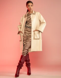 CYNTHIA ROWLEYStudded Vegan Leather Coat -ULLA JOHNSON Clothing Shop Cynthia Rowley Studded Vegan Leather Coat 20231013183403