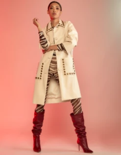 CYNTHIA ROWLEYStudded Vegan Leather Coat -ULLA JOHNSON Clothing Shop Cynthia Rowley Studded Vegan Leather Coat 20231013183404