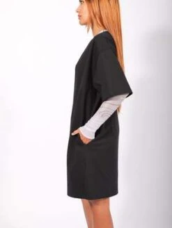 MM6 Maison MargielaDeep V T-shirt Dress - Black -ULLA JOHNSON Clothing Shop Deep V T shirt Dress in Black by MM6 Maison Margiela 20231018194557 2