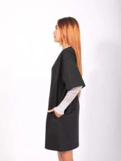 MM6 Maison MargielaDeep V T-shirt Dress - Black -ULLA JOHNSON Clothing Shop Deep V T shirt Dress in Black by MM6 Maison Margiela 20231018194557 3