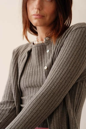 Donni.Sweater Rib Cardi - Charcoal Grey 6 Donni.Sweater Rib Cardi - Charcoal Grey - Image 4