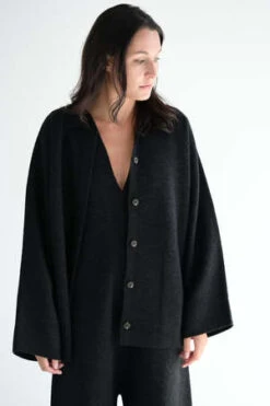 Lauren ManoogianDouble Knit Jacket - Black Melange -ULLA JOHNSON Clothing Shop Double Knit Jacket in Black Melange 20230926004020 1