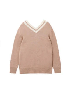 PureCashmere NYCDouble V Neck Sweater - Camel -ULLA JOHNSON Clothing Shop Double V Neck Sweater Camel 20230925213509 1