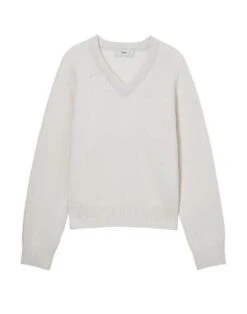DunstMERINO WOOL V NECK SWEATER - Cream -ULLA JOHNSON Clothing Shop Dunst MERINO WOOL V NECK SWEATER Cream 20231028091652 1