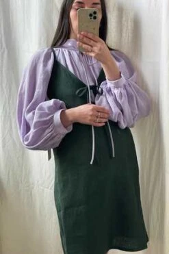 Eliza FaulknerLinen Slip Dress - Forest Green