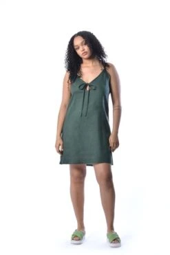 Eliza FaulknerLinen Slip Dress - Forest Green -ULLA JOHNSON Clothing Shop Eliza Faulkner Linen Slip Dress Forest Green 20220811000335 1