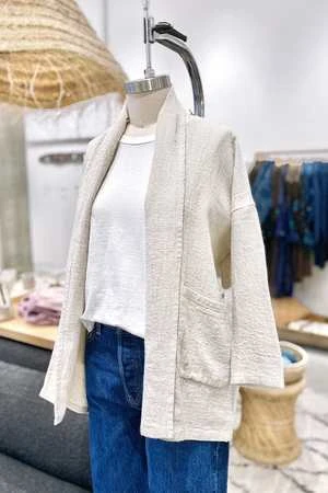 Evam EvaLinen Wool Short Robe - Flax 3 Evam EvaLinen Wool Short Robe - Flax