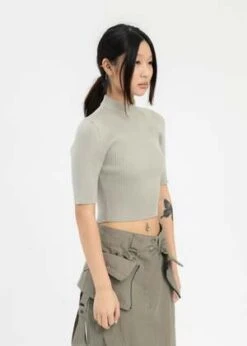 Hyein SeoFOG GREEN KNITTED CROP TOP - Grey -ULLA JOHNSON Clothing Shop FOG GREEN KNITTED CROP TOP 20231023034702 2