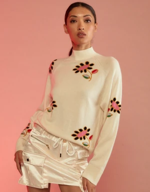 CYNTHIA ROWLEYFlor Cashmere Sweater - White Multi 3 CYNTHIA ROWLEYFlor Cashmere Sweater - White Multi