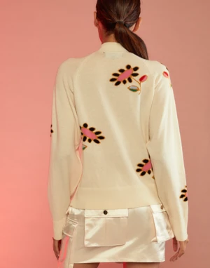 CYNTHIA ROWLEYFlor Cashmere Sweater - White Multi 7 CYNTHIA ROWLEYFlor Cashmere Sweater - White Multi - Image 5