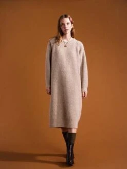 Hansel From BaselYRoch Ribbed Sweater Dress - Pebble -ULLA JOHNSON Clothing Shop Hansel from Basel YRoch Ribbed Sweater Dress in Pebble 20231027222001 1