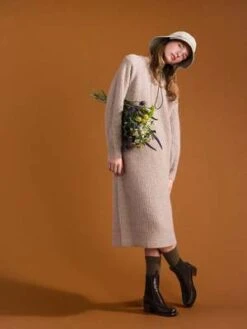 Hansel From BaselYRoch Ribbed Sweater Dress - Pebble -ULLA JOHNSON Clothing Shop Hansel from Basel YRoch Ribbed Sweater Dress in Pebble 20231027222002 2