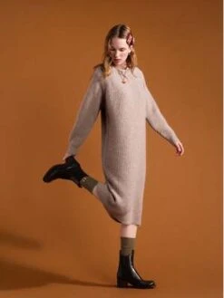 Hansel From BaselYRoch Ribbed Sweater Dress - Pebble -ULLA JOHNSON Clothing Shop Hansel from Basel YRoch Ribbed Sweater Dress in Pebble 20231027222002