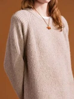 Hansel From BaselYRoch Ribbed Sweater Dress - Pebble -ULLA JOHNSON Clothing Shop Hansel from Basel YRoch Ribbed Sweater Dress in Pebble 20231027222003
