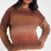 ElanHi Lo Crewneck Space Dye Sweater - Orange Space Dye