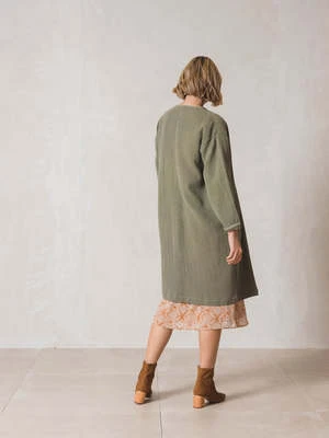 Indi & ColdDouble Gauze Coat - Khaki 5 Indi & ColdDouble Gauze Coat - Khaki - Image 3