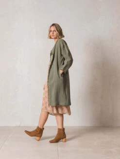 Indi & ColdDouble Gauze Coat - Khaki