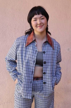 Grön KulleJane Shirt Jacket - Black Plaid Black Plaid -ULLA JOHNSON Clothing Shop Jane Black Plaid 20231001200202