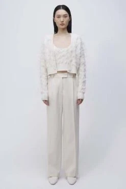 Jonathan SimkhaiAndres Cropped Cardigan - Ivory