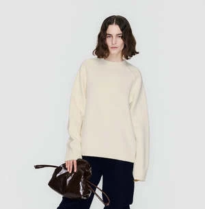KASSL EDITIONSKASSL Editions Boiled Wool Crewneck Sweater - Soft White 3 KASSL EDITIONSKASSL Editions Boiled Wool Crewneck Sweater - Soft White