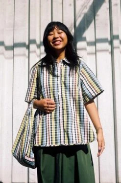 KowtowPetal Shirt - Autumn Check -ULLA JOHNSON Clothing Shop Kowtow Petal Shirt Autumn Check 20230412004836