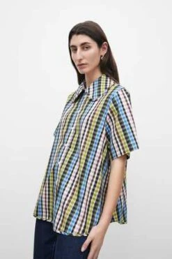 KowtowPetal Shirt - Autumn Check -ULLA JOHNSON Clothing Shop Kowtow Petal Shirt Autumn Check 20230412004837