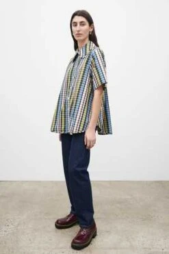 KowtowPetal Shirt - Autumn Check -ULLA JOHNSON Clothing Shop Kowtow Petal Shirt Autumn Check 20230412004838