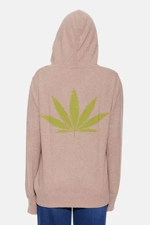 Blue&CreamLeaf Intarsia Hood Pullover - Walnut 4 Blue&CreamLeaf Intarsia Hood Pullover - Walnut - Image 2