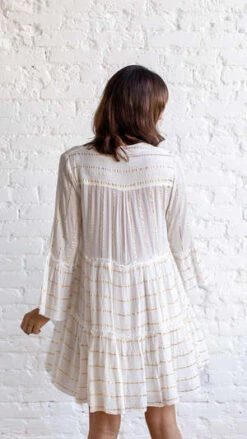 En CremeLolly Mini Dress - White/Gold Stripes 6 En CremeLolly Mini Dress - White/Gold Stripes -ULLA JOHNSON Clothing Shop Lolly Mini Dress 20231023184911