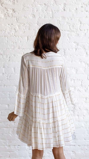 En CremeLolly Mini Dress - White/Gold Stripes 4 En CremeLolly Mini Dress - White/Gold Stripes - Image 2